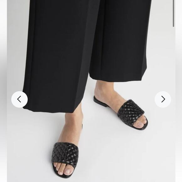 Tuckernuck NWOB flattered minou leather black woven sandals flats beach summer - Picture 2 of 10